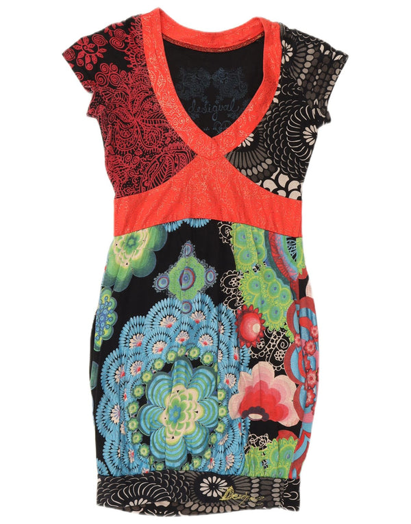 DESIGUAL Womens Bodycon Dress UK 6 XS Multicoloured Floral