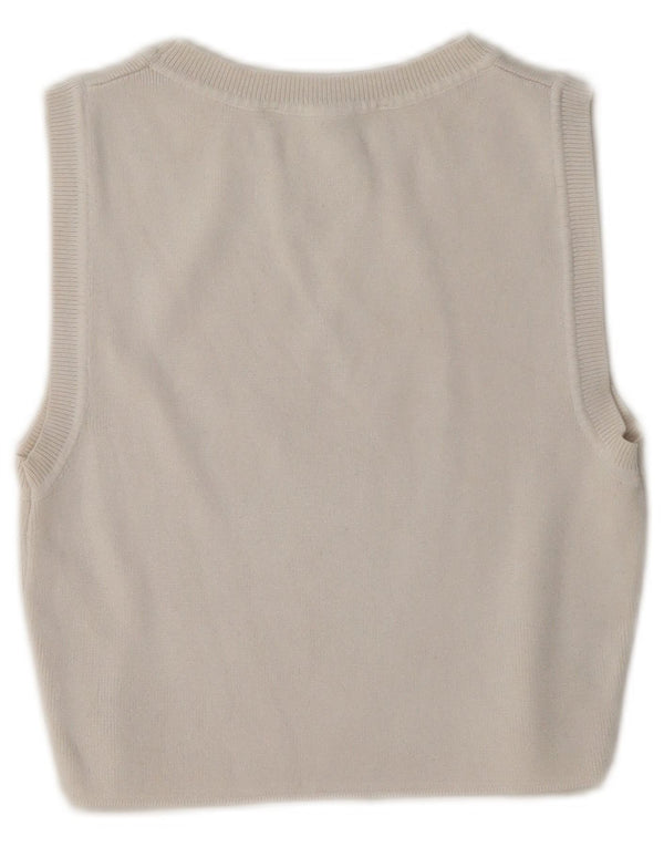 Canotta corta da donna Zara UK 14 grande in viscosa beige