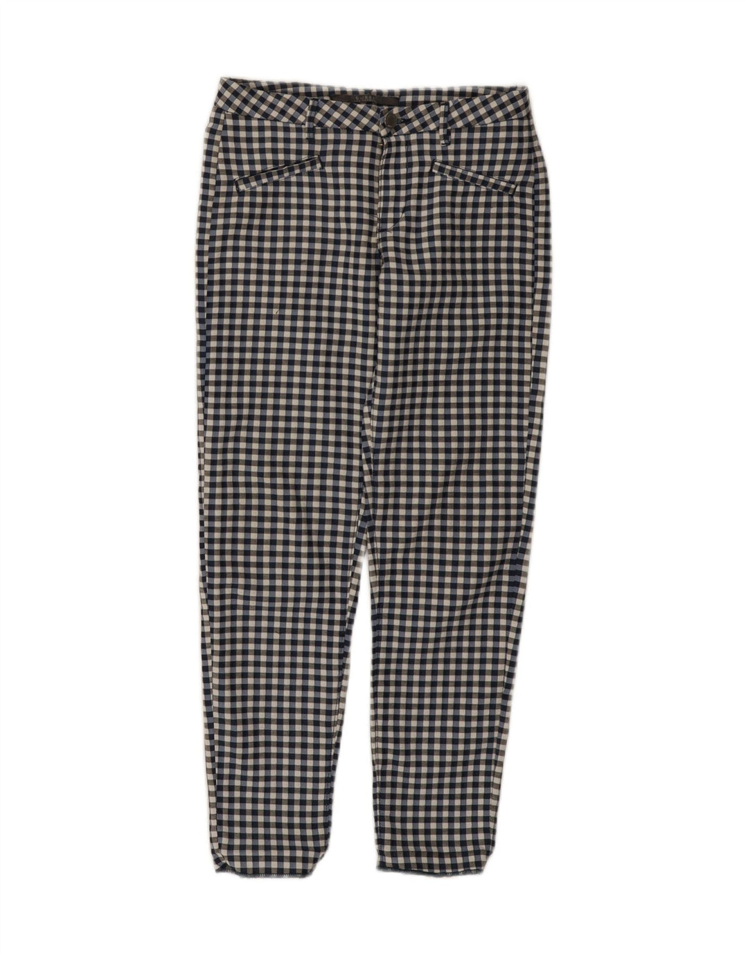 Pantaloni casual slim da donna Guess W24 L26 a quadretti blu navy