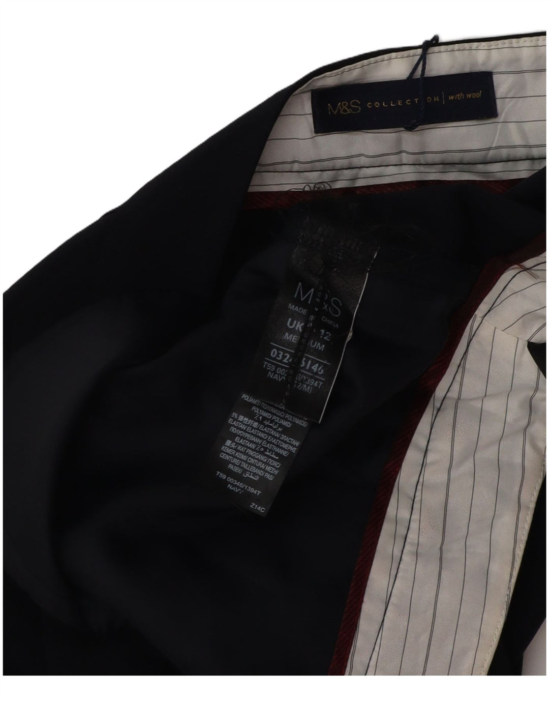 Pantaloni chino da donna Marks & Spencer UK 12 medi W32 L32 Blu navy