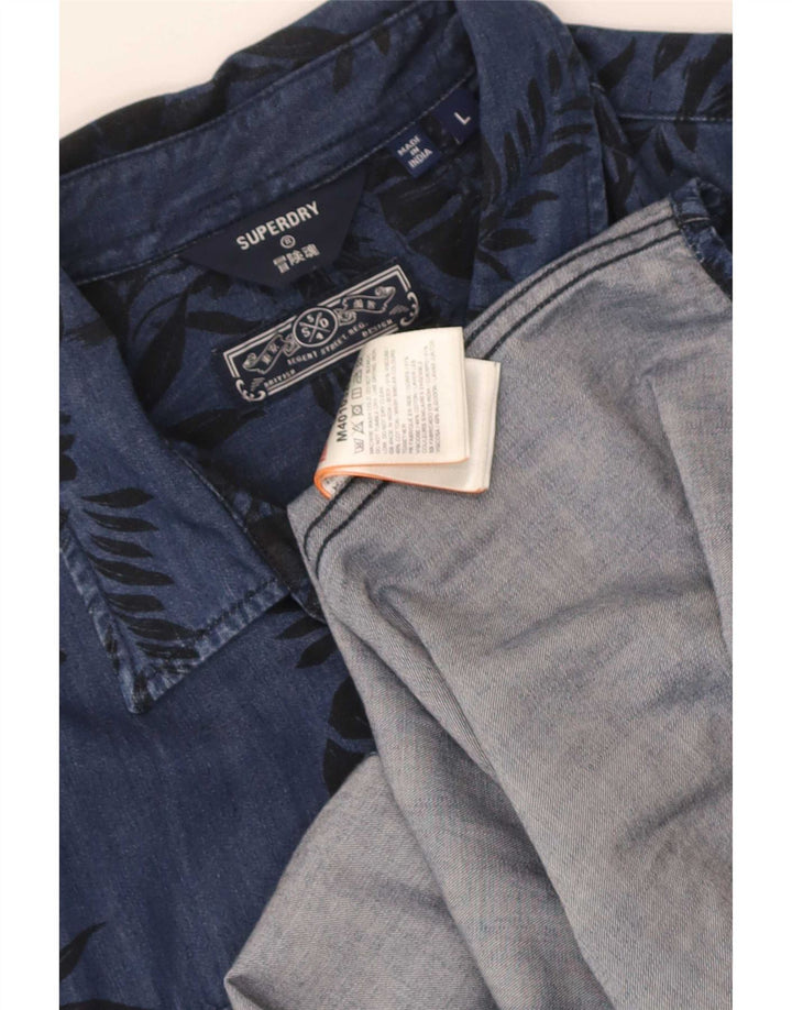 Camicia a maniche corte da uomo Superdry in viscosa floreale blu grande