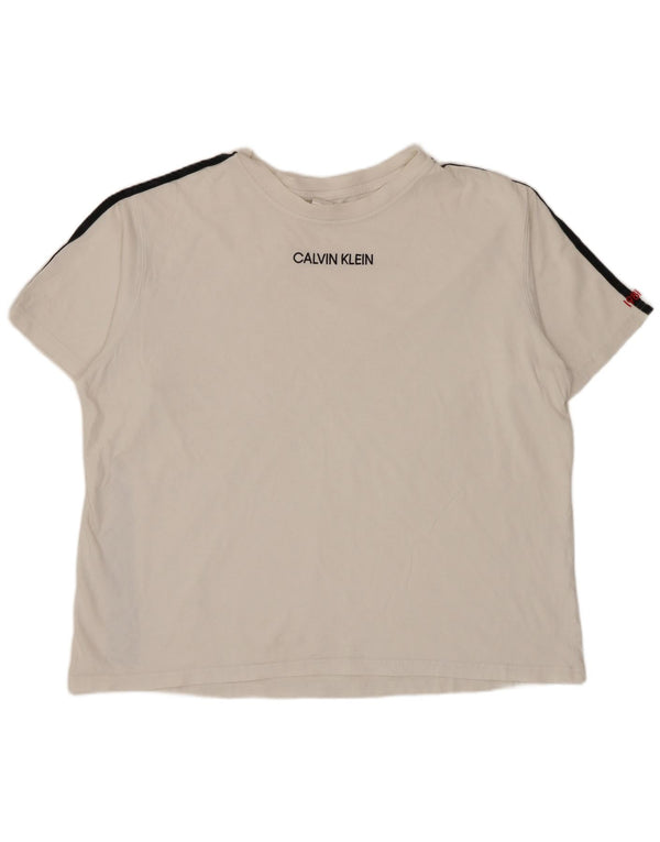 CALVIN KLEIN Mens Graphic T-Shirt Top Large White Striped