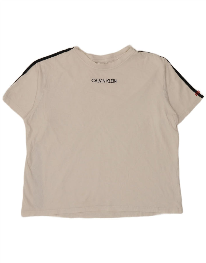 CALVIN KLEIN T-shirt grafica da uomo Top a righe bianche grandi