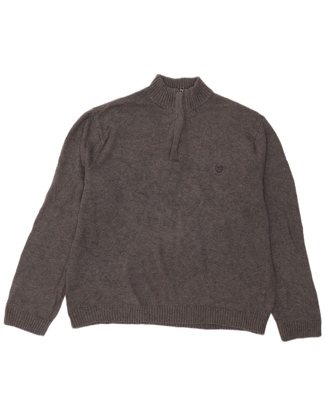 Maglione Chaps da uomo con zip e collo XL in cotone grigio