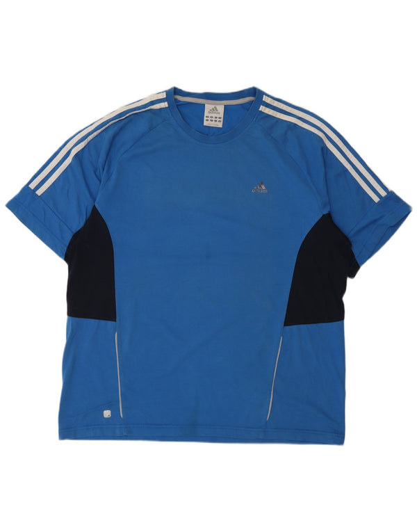 T-shirt Adidas Climalite da uomo, grande, color block blu