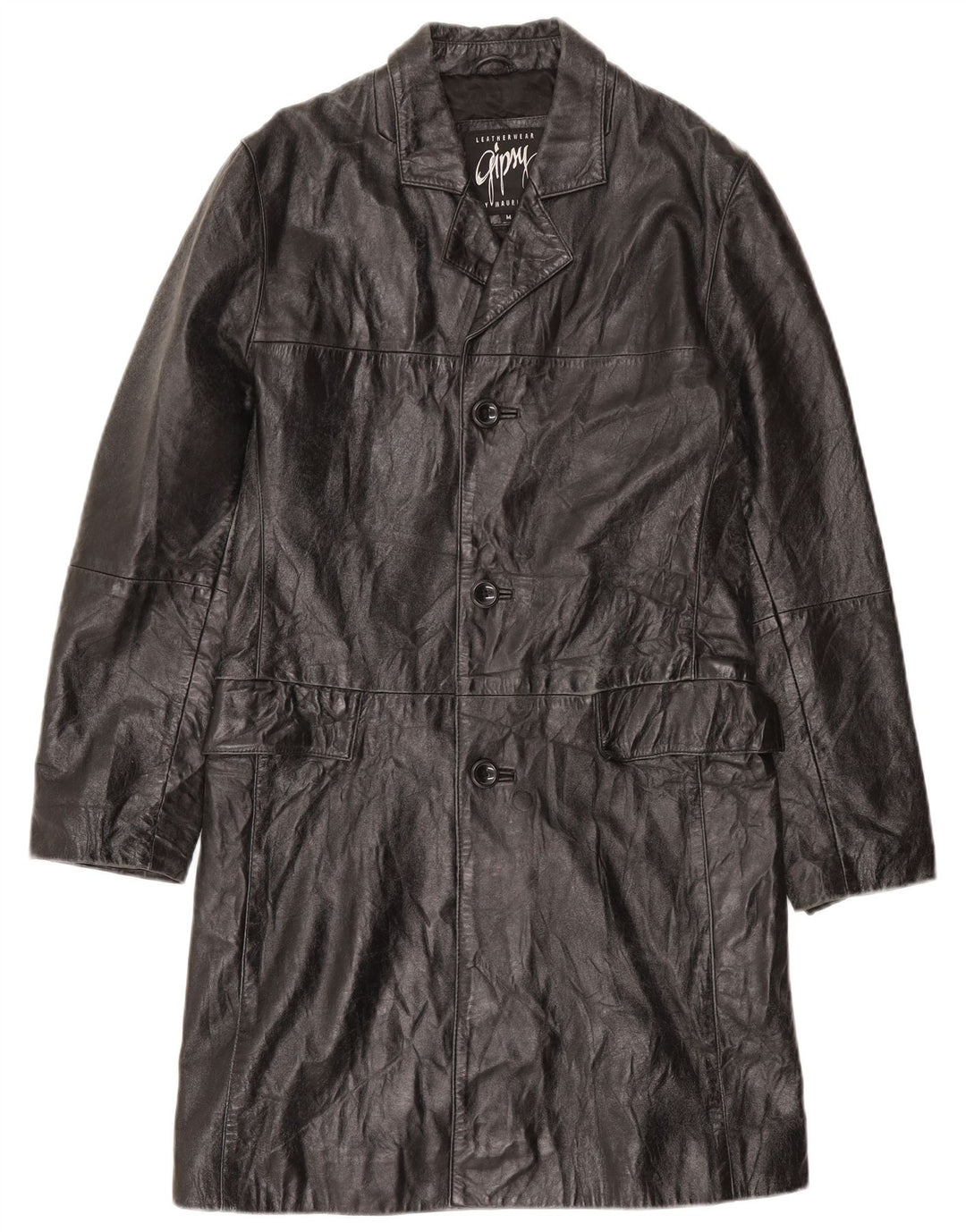 Cappotto in pelle da uomo Gipsy UK 38 Pelle nera media
