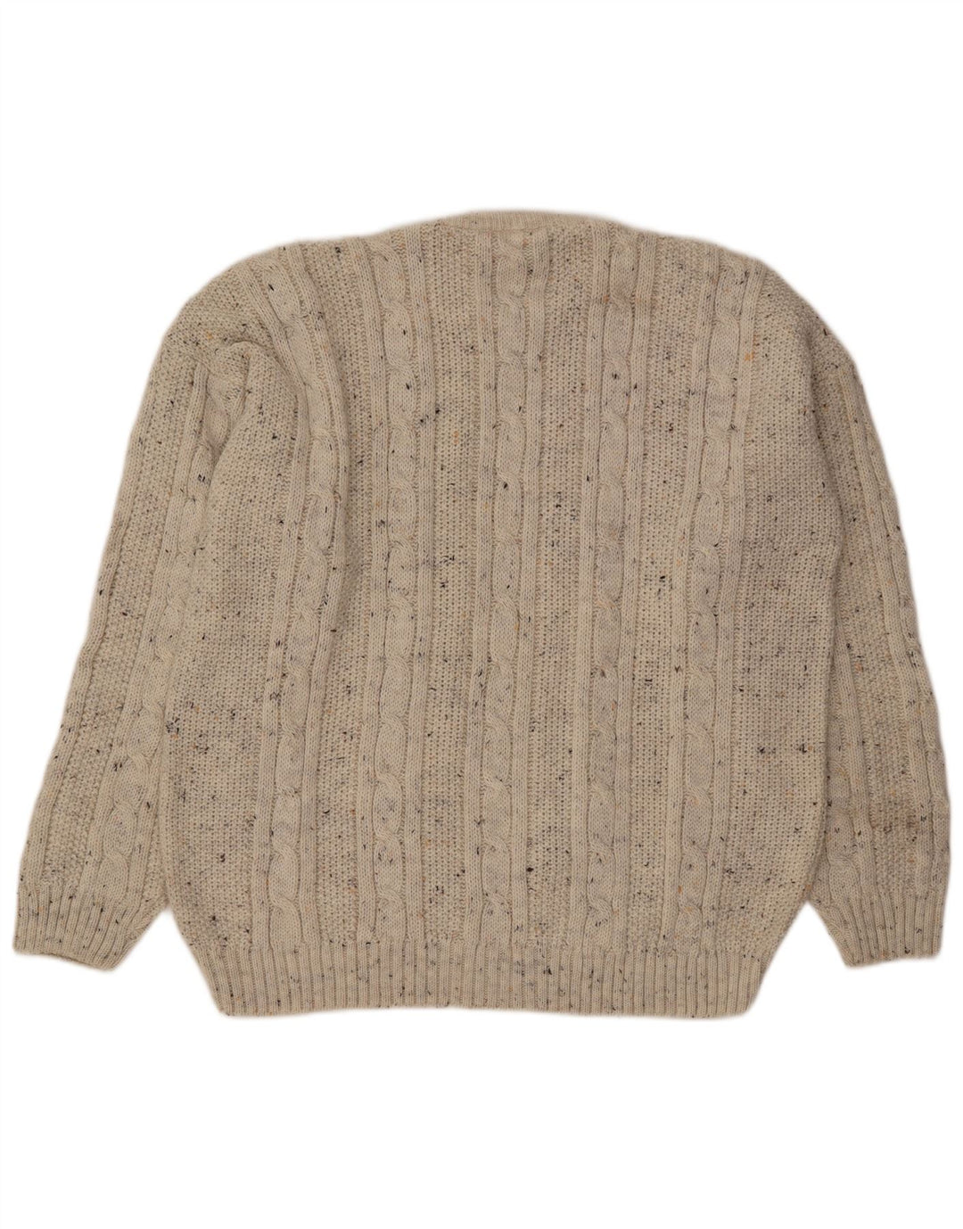 Maglione girocollo da uomo vintage vestibilità ampia, girocollo, medio, bianco sporco, chiazzato