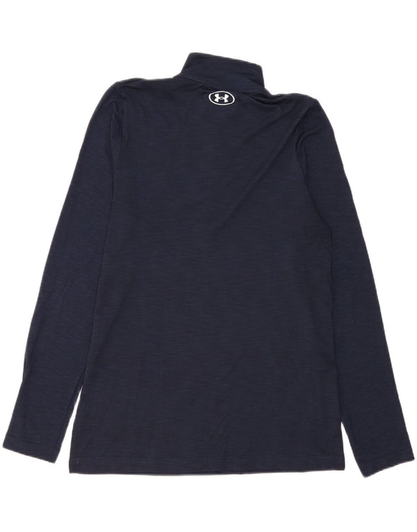UNDER ARMOUR Top da uomo con zip e collo a maniche lunghe in poliestere blu navy medio