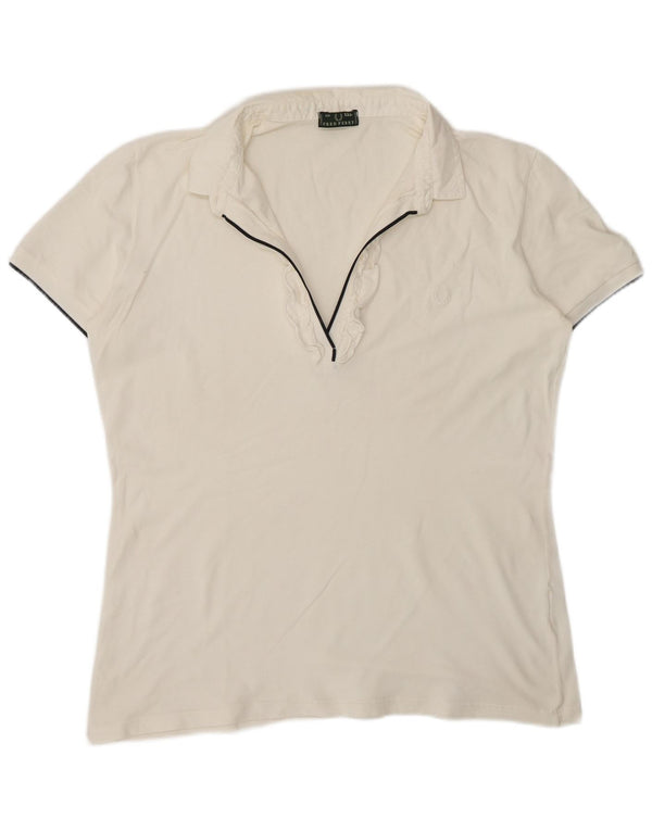 Fred Perry Womens Ruffle Front Polo Shirt UK 20 2XL White