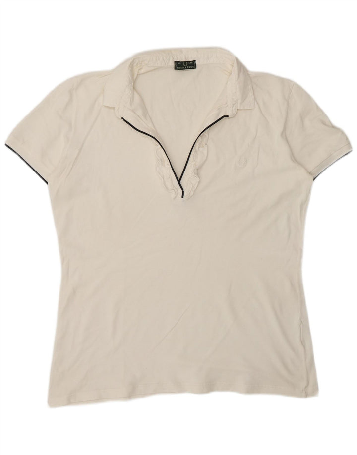 Polo da donna Fred Perry con volant sul davanti UK 20 2XL Bianca