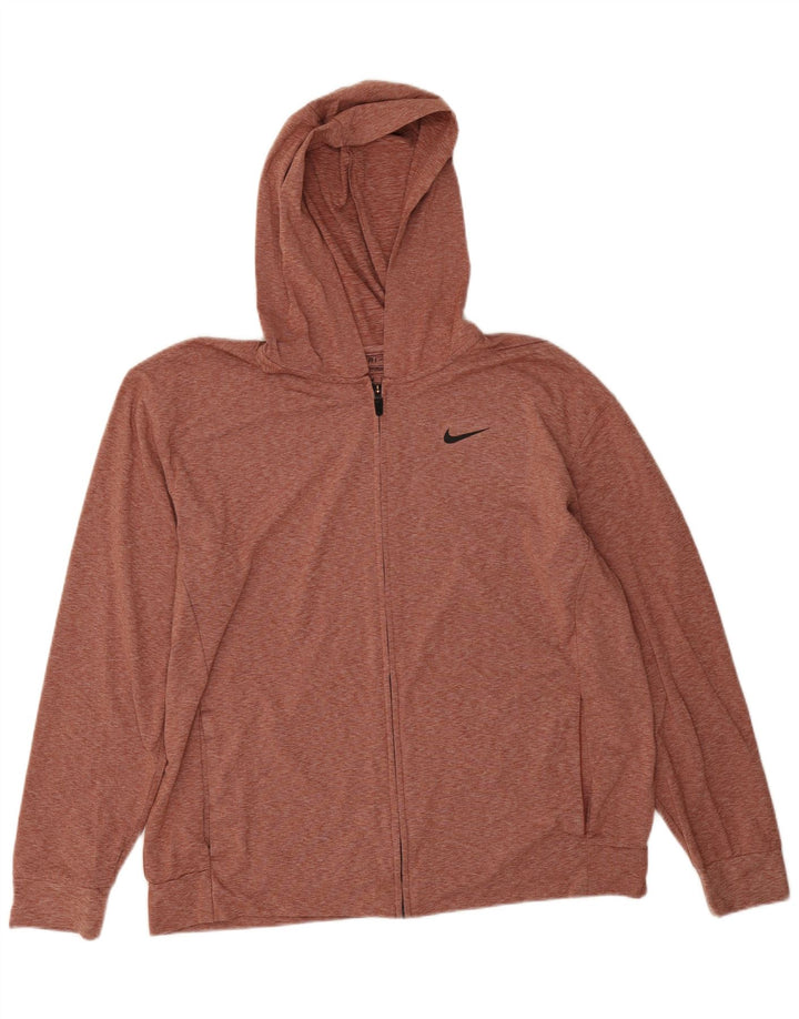Felpa con cappuccio e zip standard Nike Dri Fit da uomo, grande, in poliestere chiazzato rosso