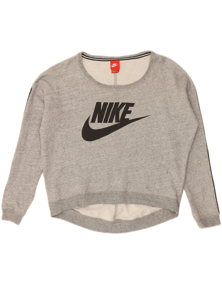 NIKE Womens Oversized Graphic Sweatshirt Jumper UK 10 Small Grey Cotton Vintage Nike and Second-Hand Nike from Messina Hembry 