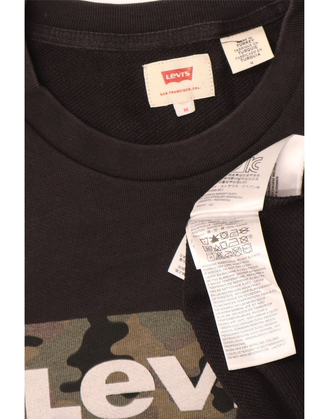 Levi's Felpa grafica da uomo in cotone nero medio