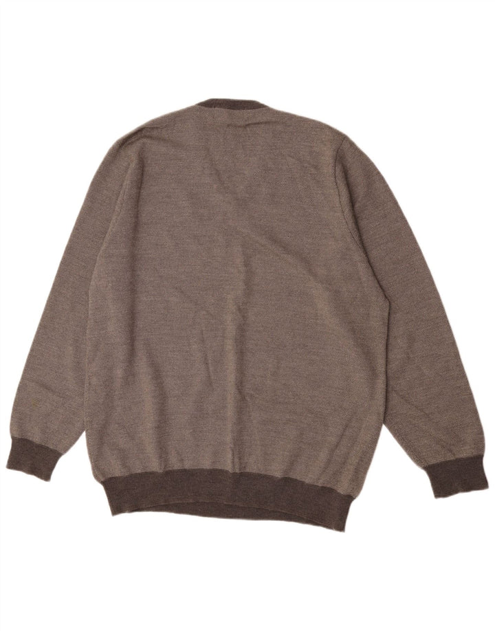 Maglione da uomo con scollo a V Marks & Spencer grande lana merino grigia