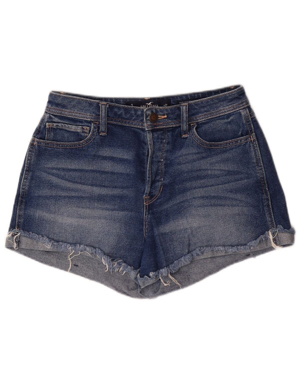 Pantaloncini di jeans con grafica Hollister da donna US 3 Small W26 Blu Cotone