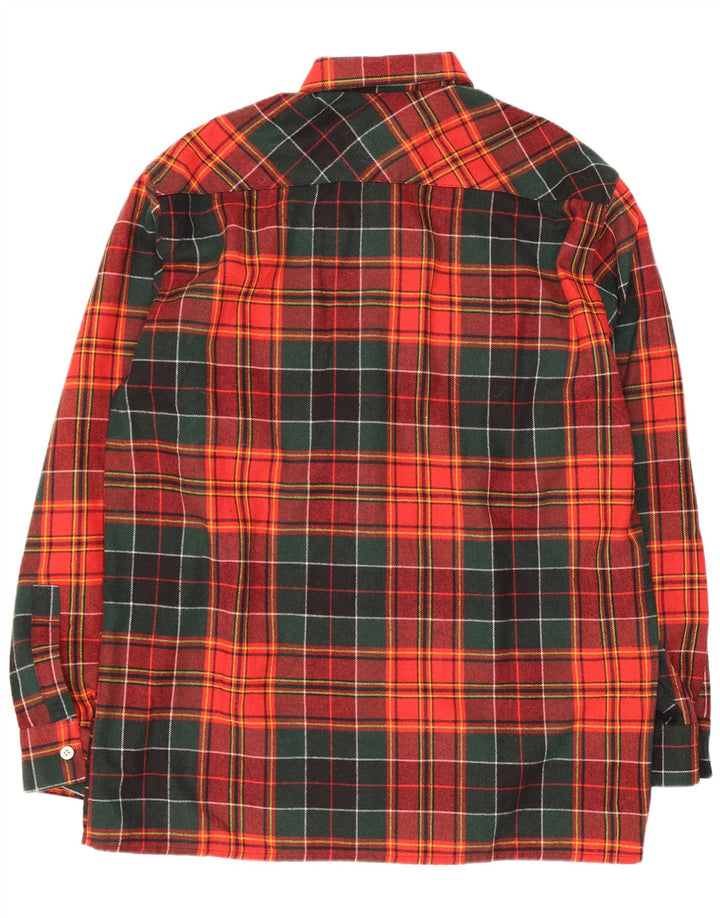 Camicia da uomo vintage in flanella taglia 43 grande lana scozzese rossa