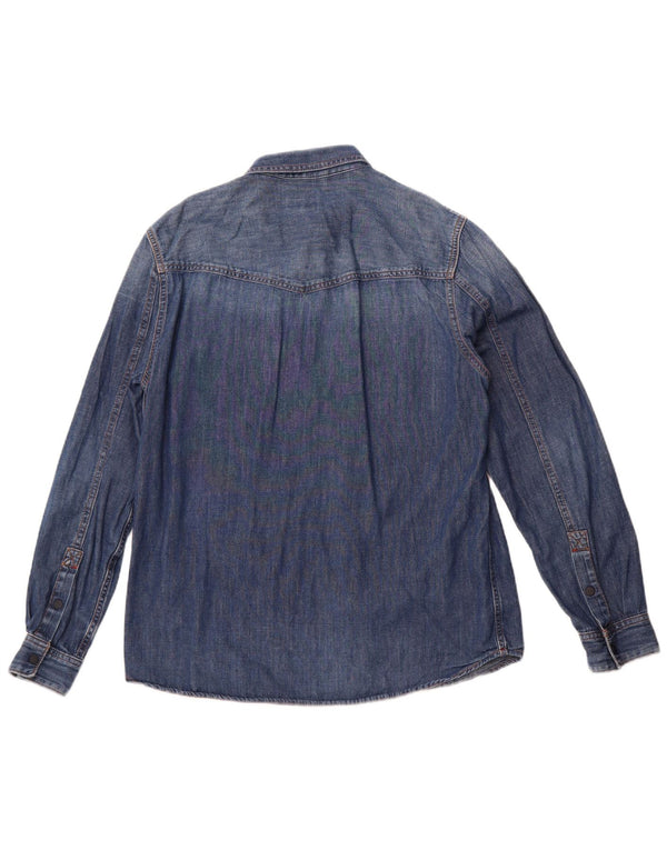 Timberland Camicia da uomo slim fit in denim di grandi dimensioni in cotone blu