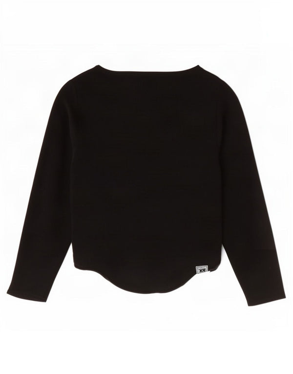 Top corto Zara da donna con maniche a 3/4 UK 12 viscosa nera media
