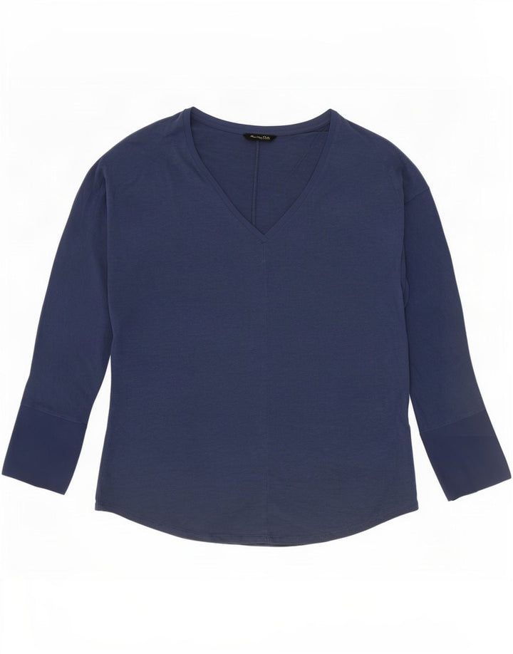 Massimo Dutti Top da donna a maniche lunghe UK 16 Large Blu Navy Poliestere