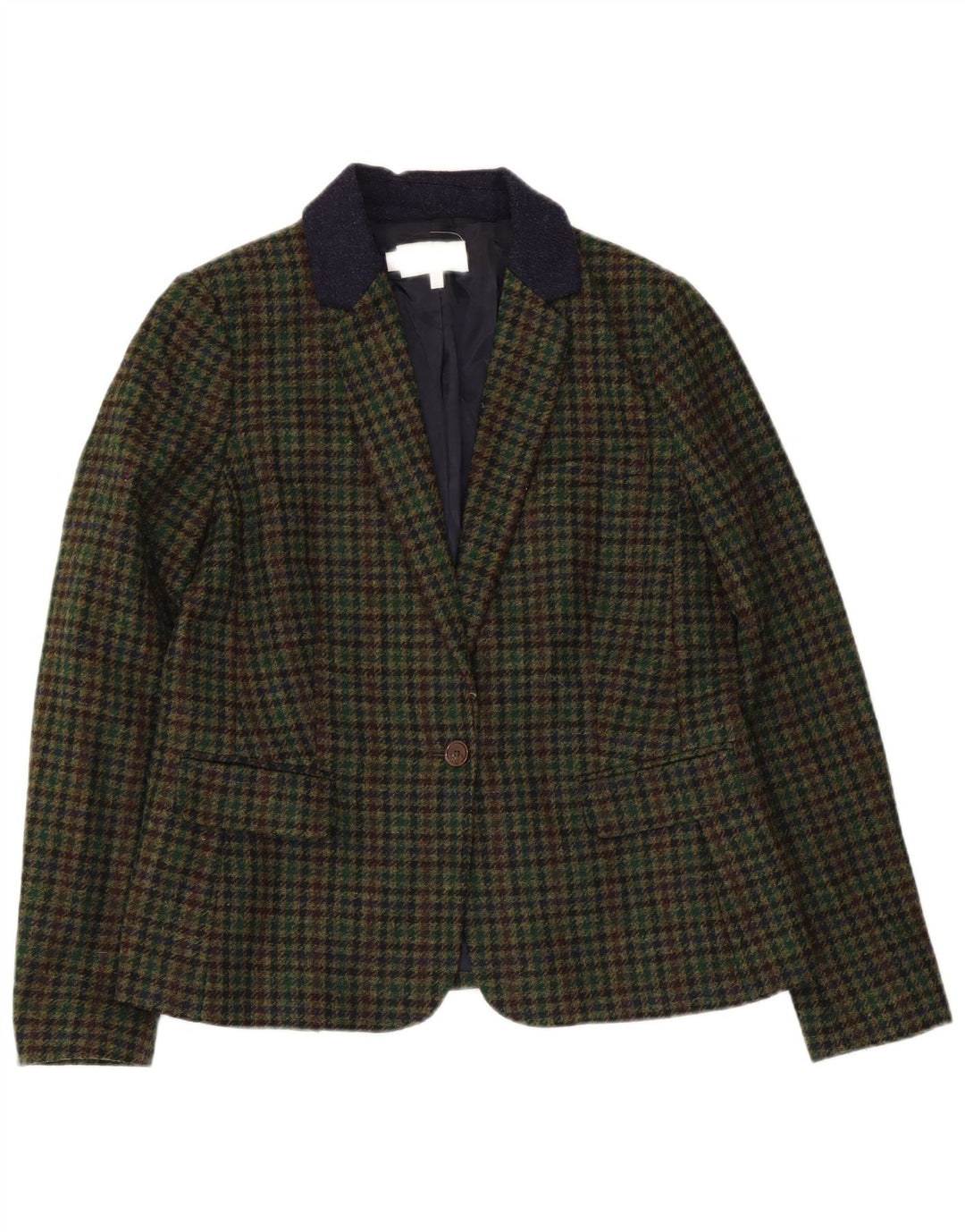 Giacca blazer da donna a 1 bottone Hobbs UK 14 grande lana pied de poule verde