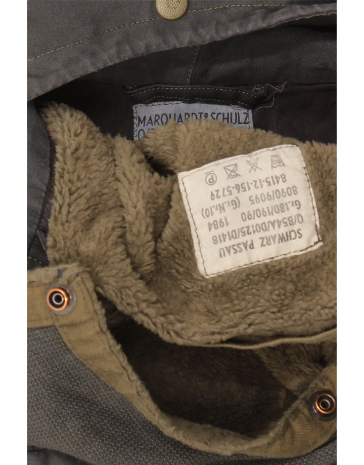 Giacca parka con cappuccio vintage da uomo UK 38 grigio medio