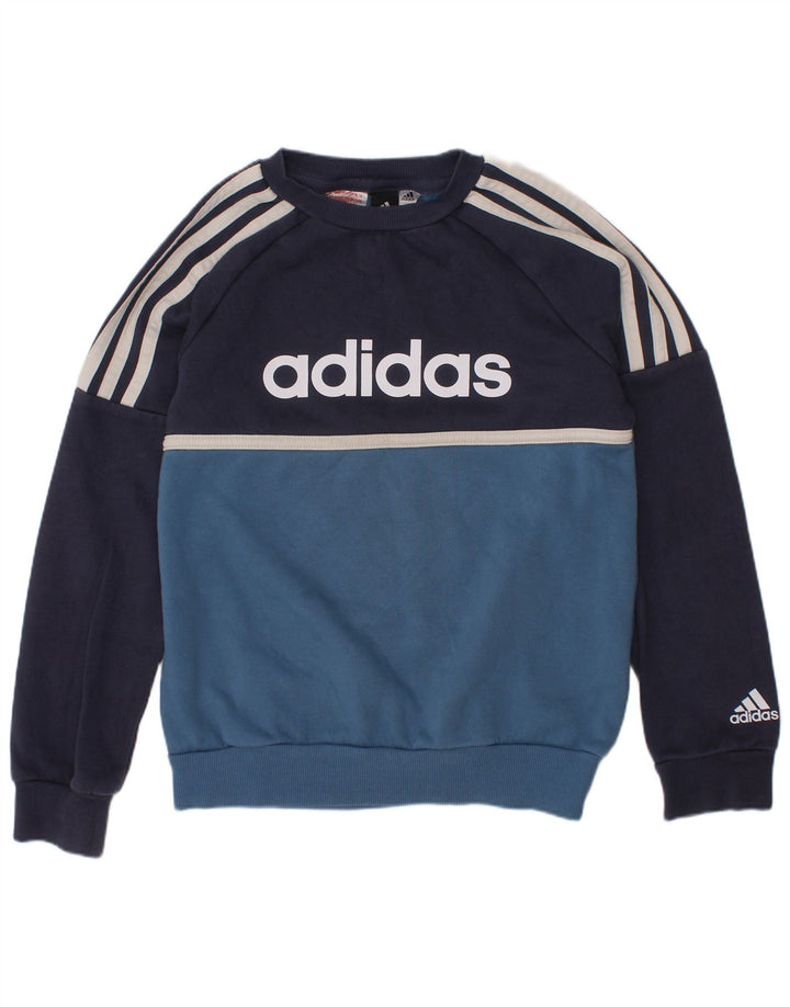 Felpa con grafica Adidas per ragazzi, 7-8 anni, color block blu navy