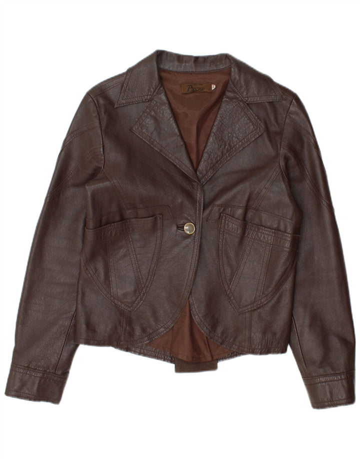 Giacca in pelle da donna vintage IT 44 in pelle marrone medio