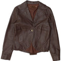Giacca in pelle da donna vintage IT 44 in pelle marrone medio