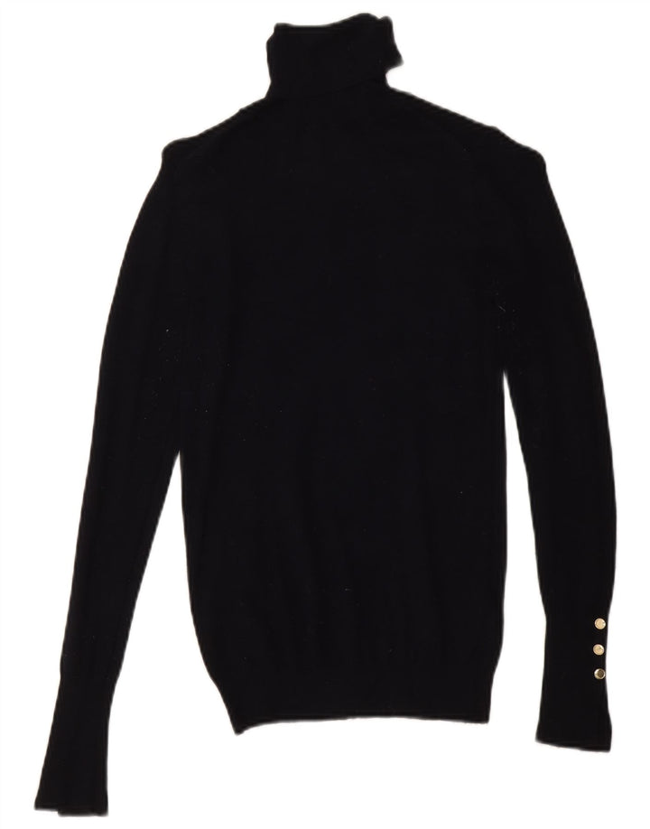 Maglione maglione a collo alto da donna Zara UK 8 piccolo in viscosa blu navy