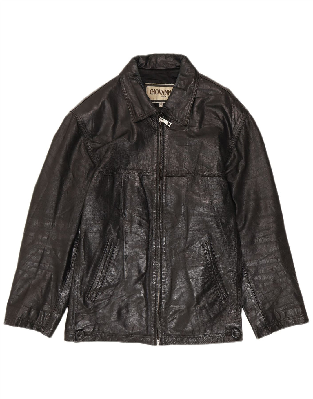 Giacca in pelle vintage da uomo UK 36 piccola nera
