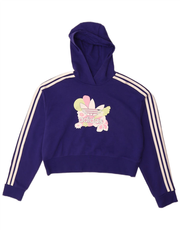 Maglione con cappuccio grafico ADIDAS per ragazze 13-14 anni in cotone floreale viola