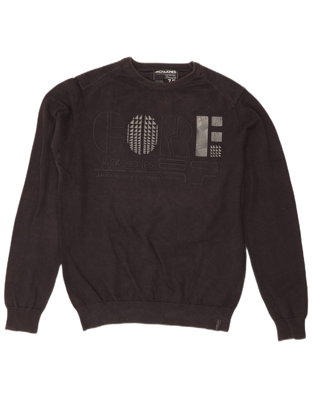 Maglione maglione girocollo da uomo con vestibilità grafica regolare Jack & Jones nero medio