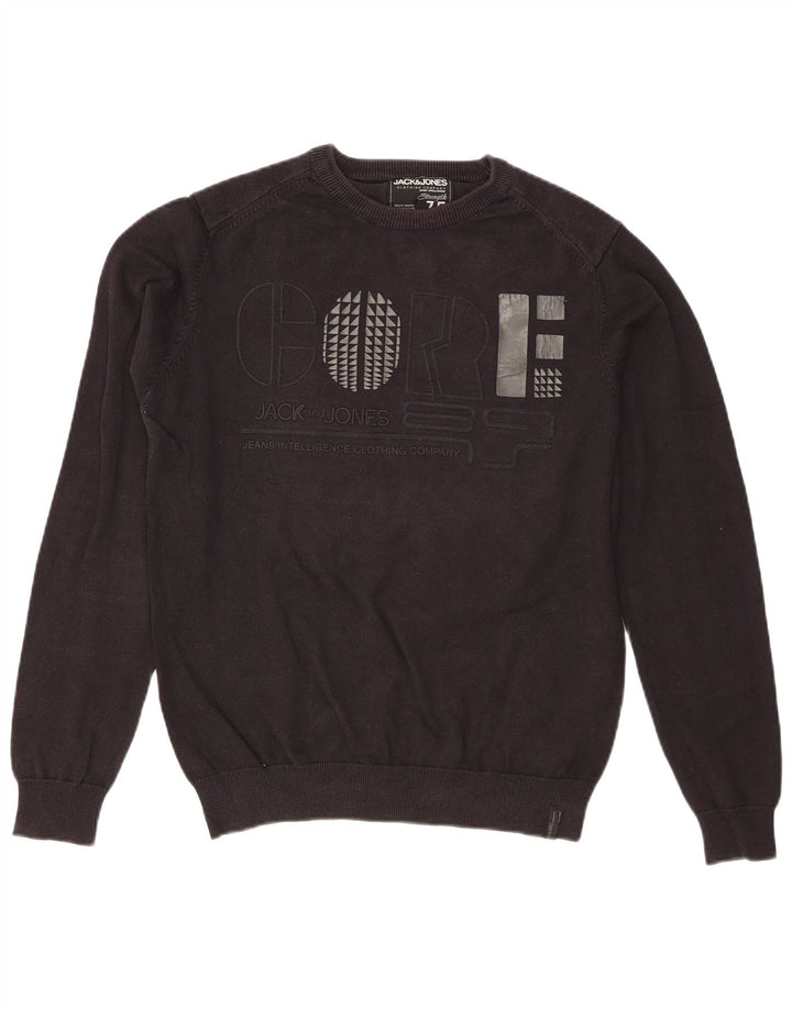 Maglione maglione girocollo da uomo con vestibilità grafica regolare Jack & Jones nero medio