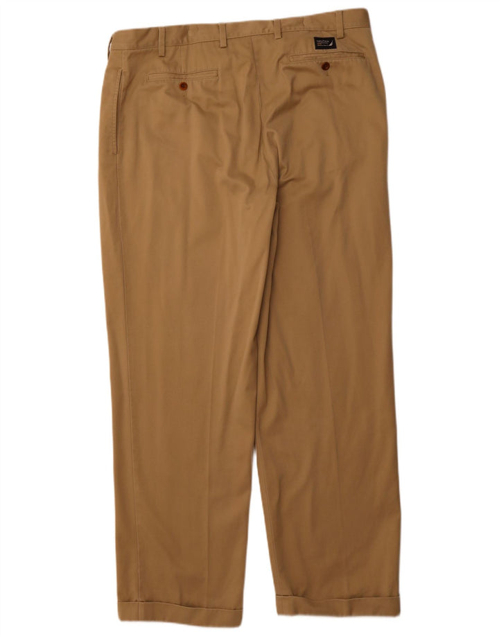 NAUTICA Pantaloni chino con pegged da uomo Rigger vestibilità classica W40 L32 in cotone beige