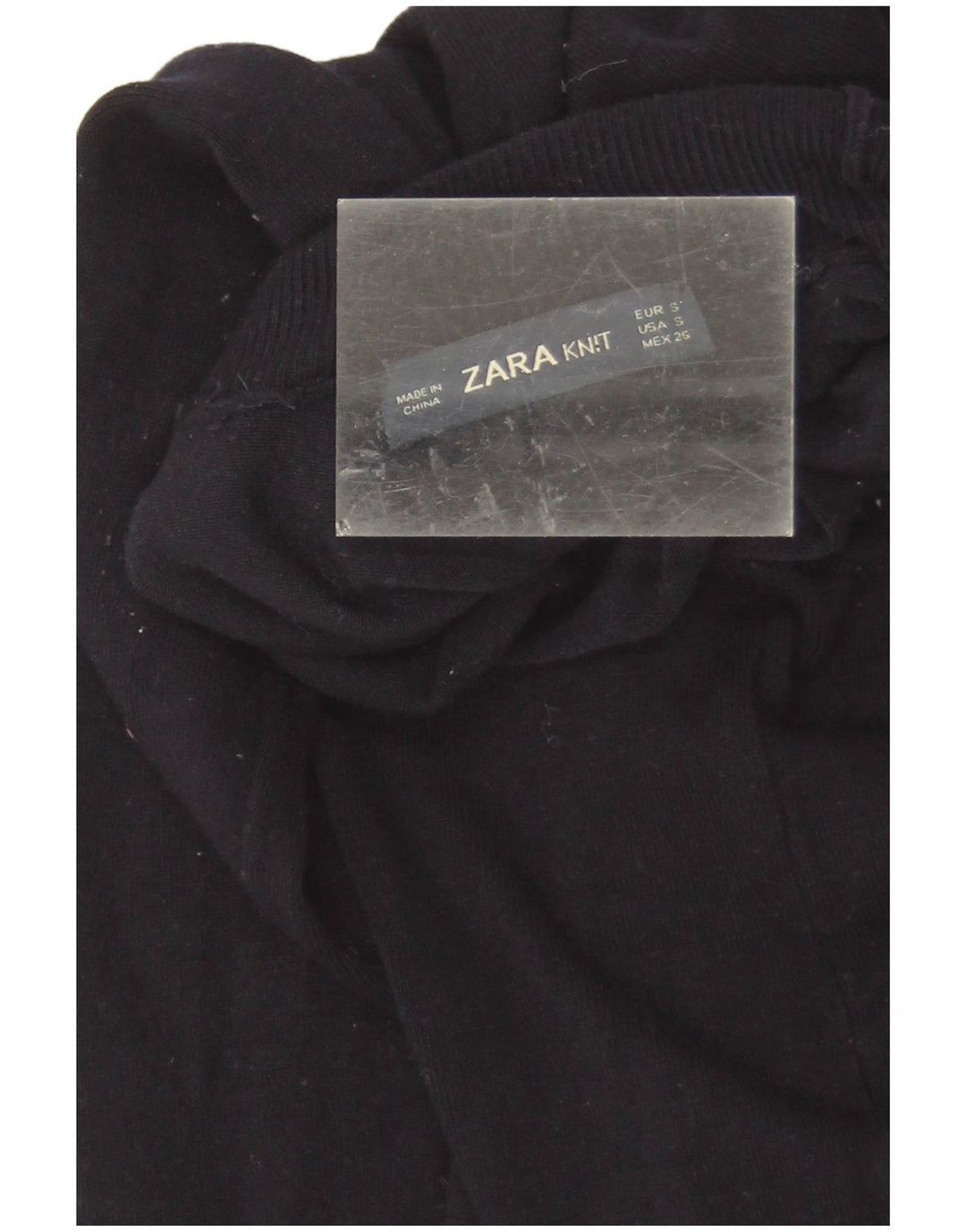 Maglione maglione a collo alto da donna Zara UK 8 piccolo in viscosa blu navy
