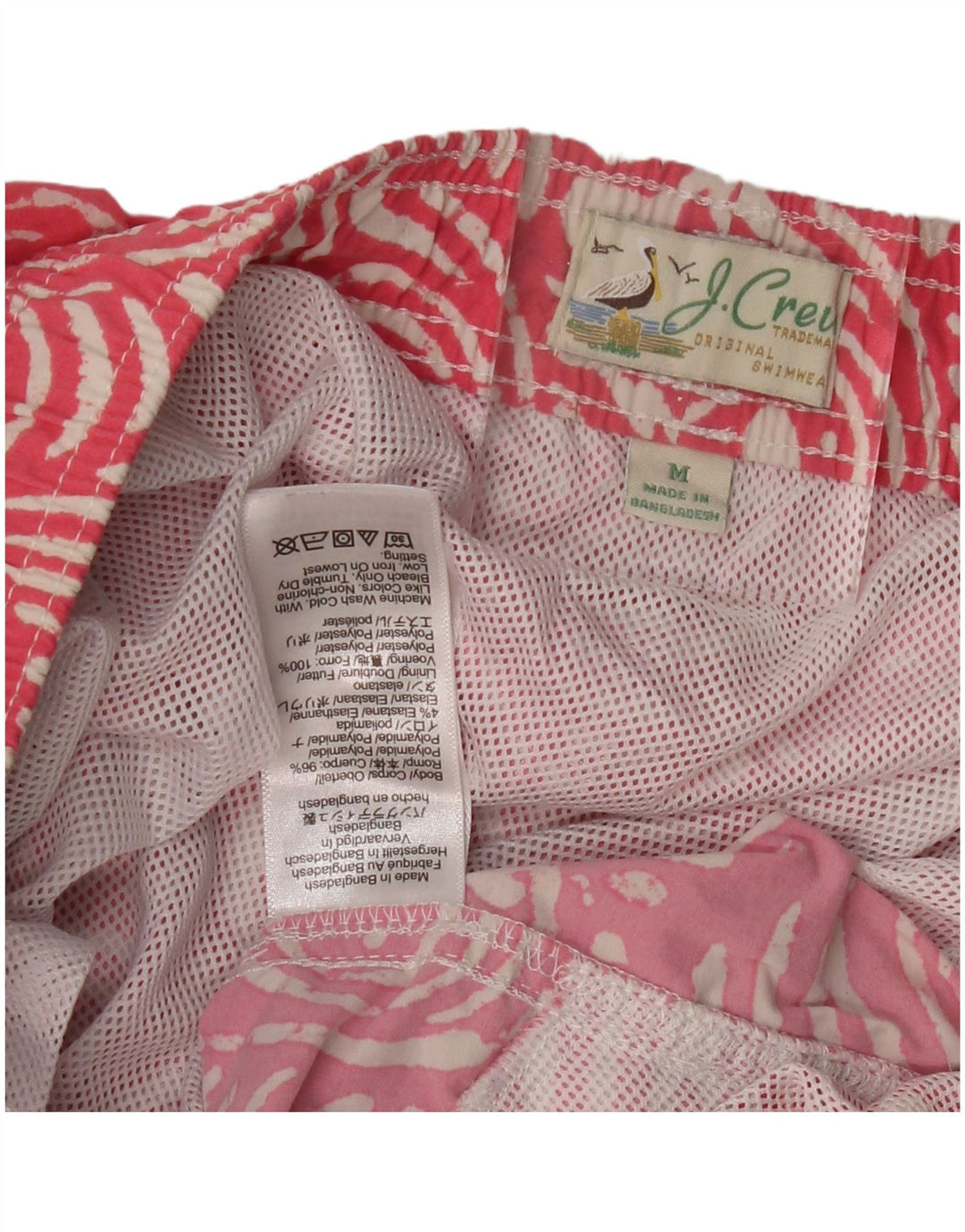 Pantaloncini da bagno da uomo J. CREW rosa medio con motivi cachemire in poliammide