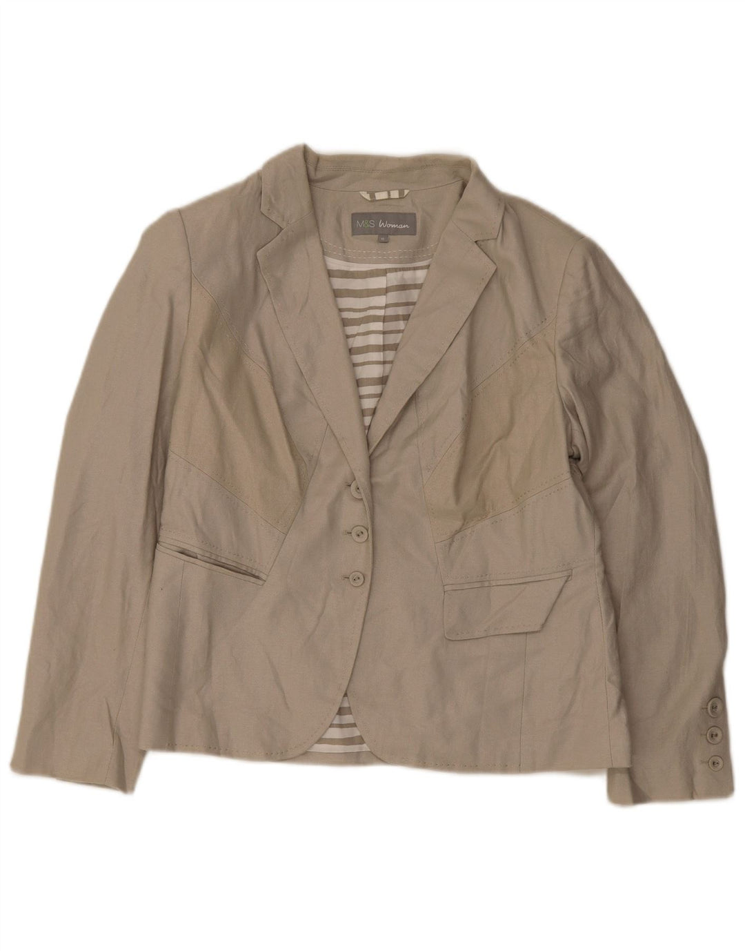 Giacca blazer a 3 bottoni Marks & Spencer da donna UK 16 grande lino verde