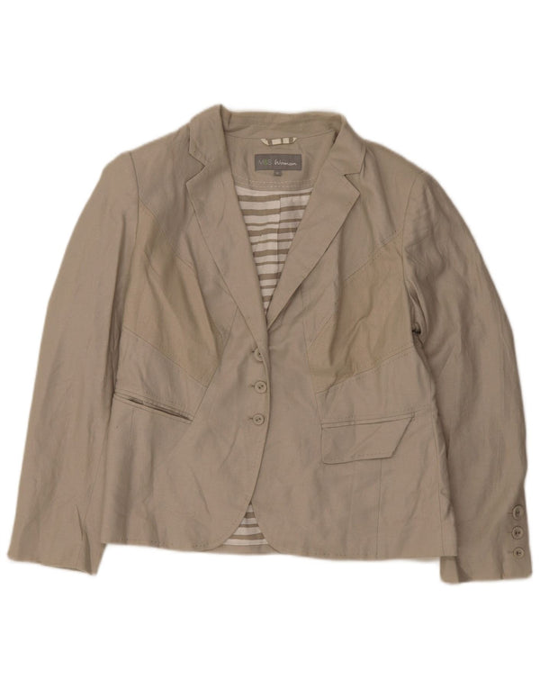 Giacca blazer a 3 bottoni Marks & Spencer da donna UK 16 grande lino verde