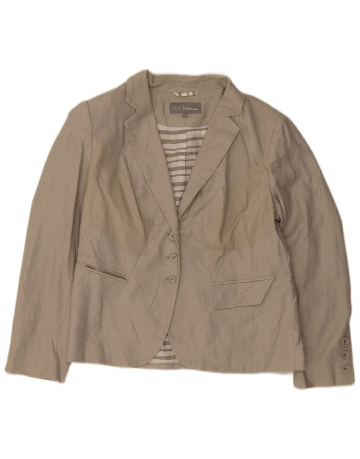 Giacca blazer a 3 bottoni Marks & Spencer da donna UK 16 grande lino verde