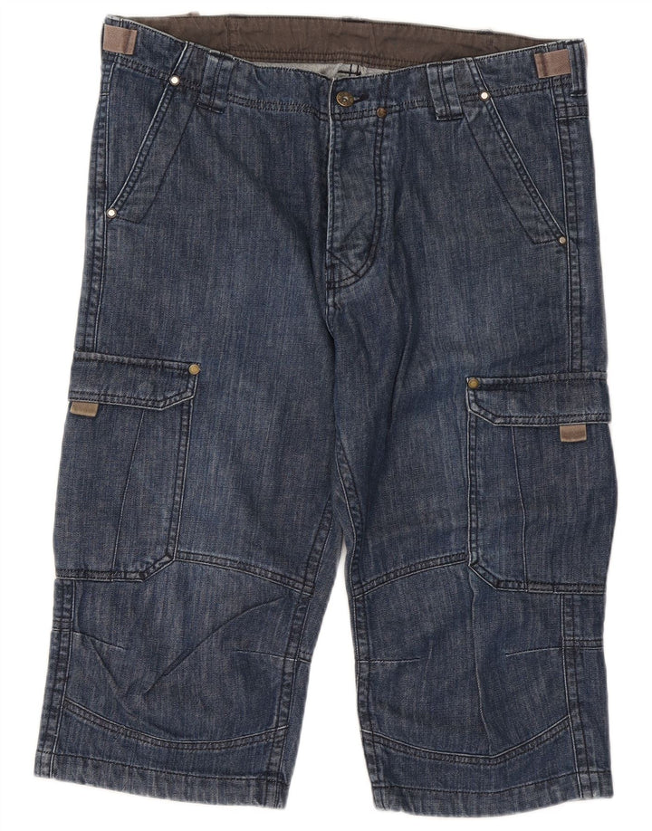 Pantaloncini di jeans cargo da uomo Wrangler W36 grande cotone blu