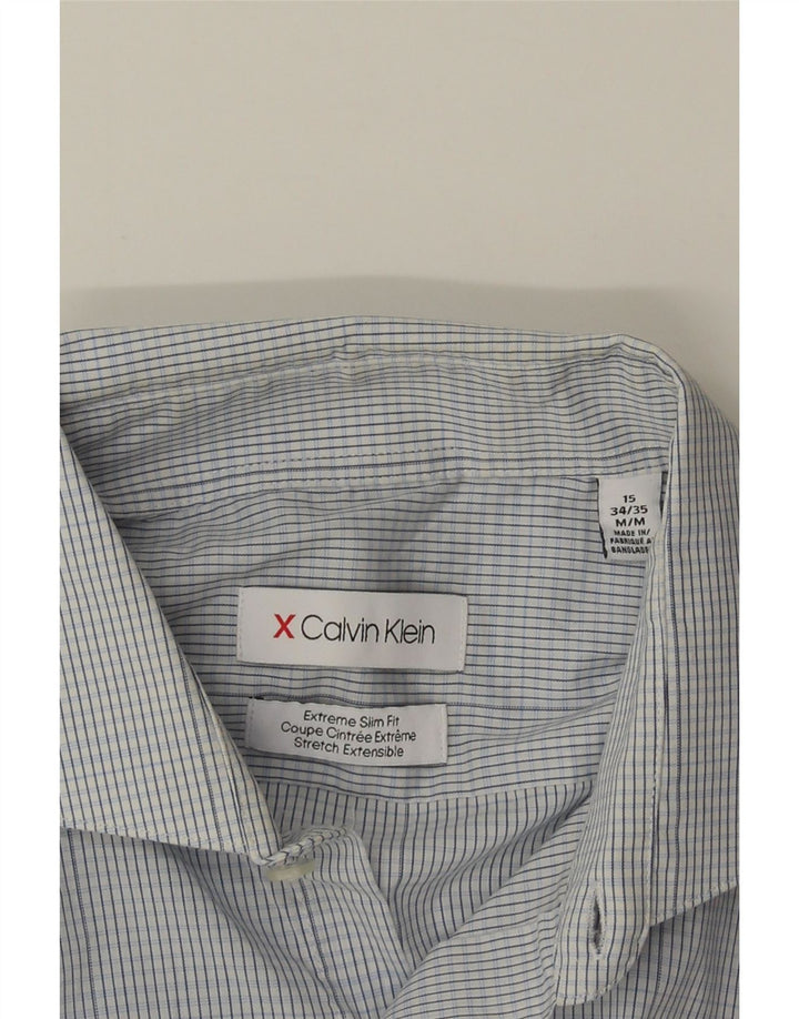 Camicia Calvin Klein da uomo extra slim fit taglia 15 a quadri blu medio