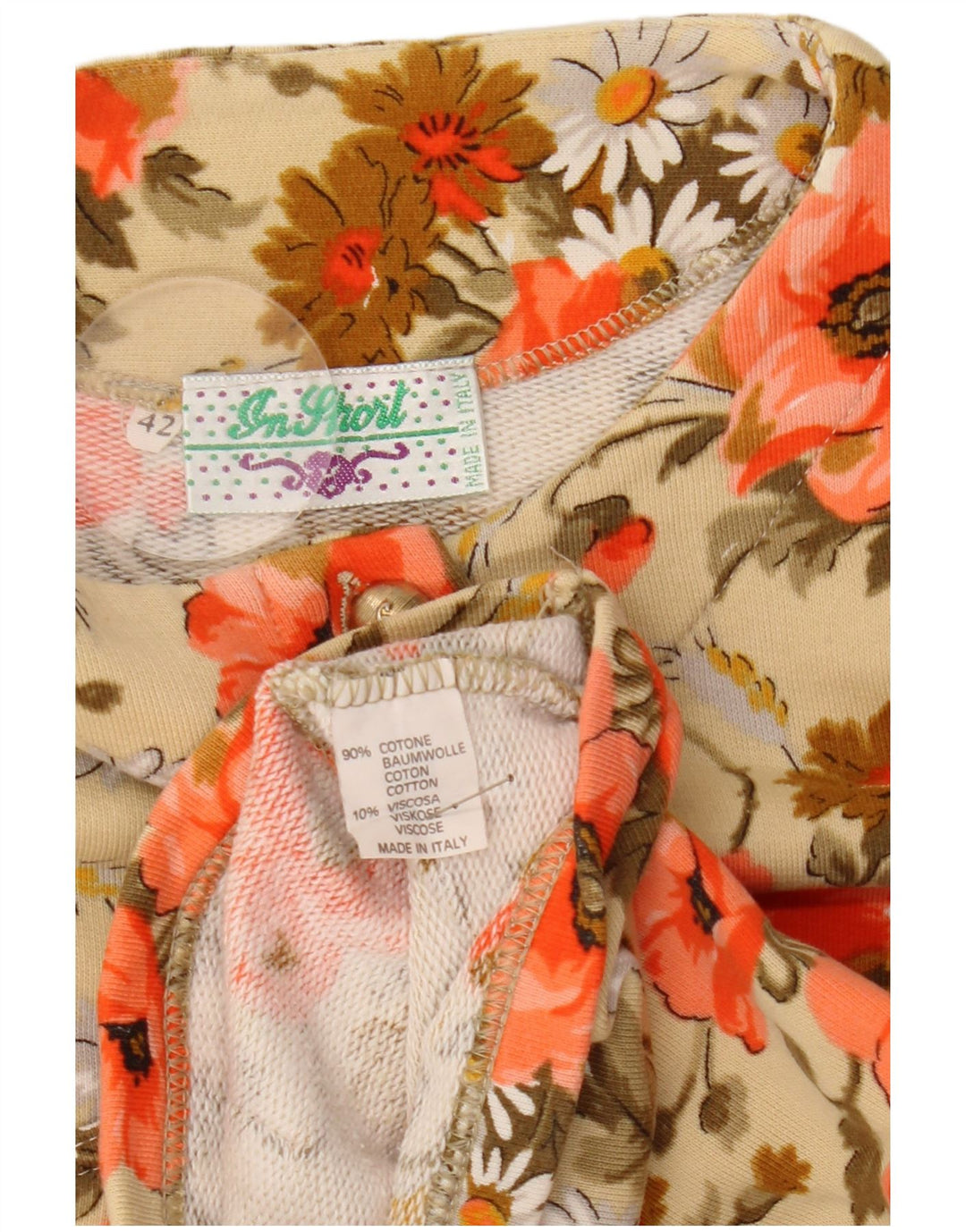Giacca da donna vintage IT 42 Cotone floreale multicolore medio