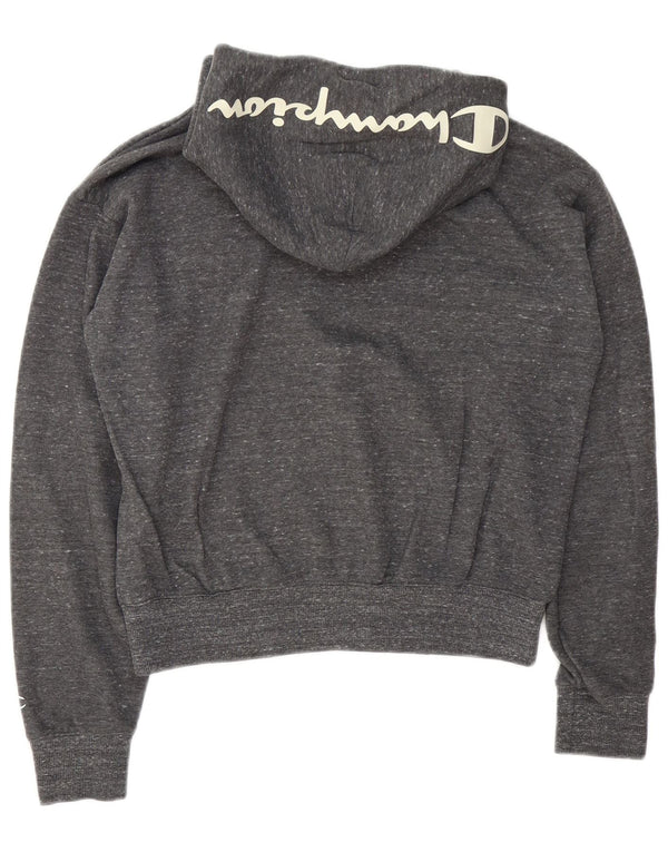 Maglione con cappuccio corto grafico da donna Champion UK 14 Cotone chiazzato grigio medio