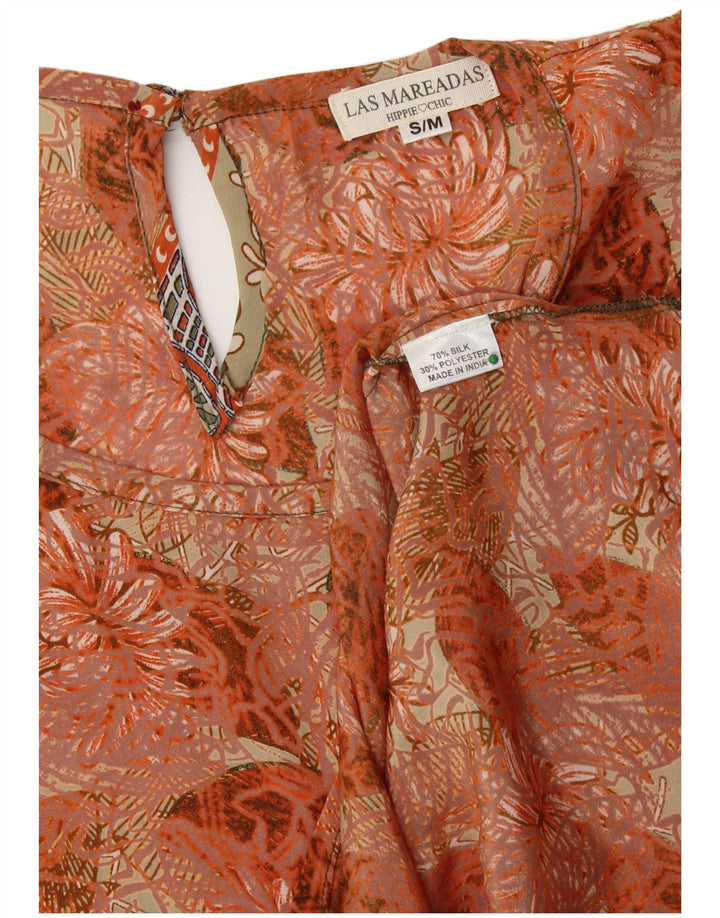Camicetta oversize da donna LAS MAREADAS Top UK 10 Seta floreale arancione piccola