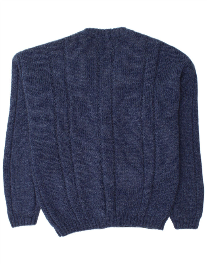 Maglione cardigan da uomo vintage in acrilico blu navy medio