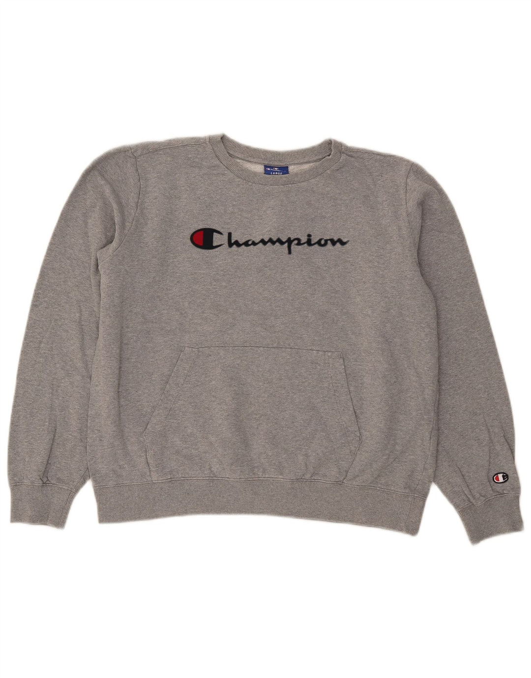 Felpa con grafica da donna Champion, maglione UK 16, grande cotone grigio