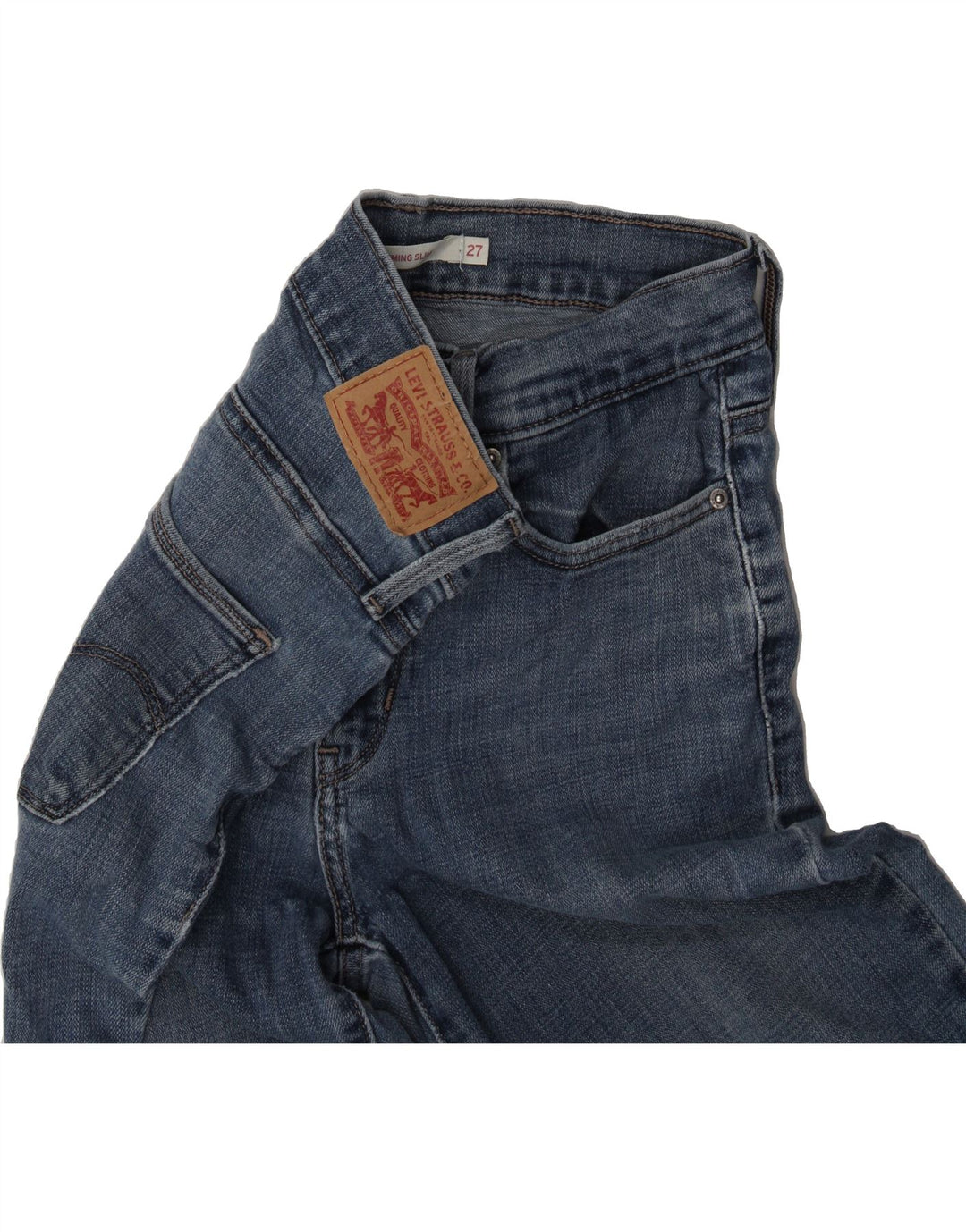 LEVI'S Womens Slimming Slim Jeans W27 L31 Blue Cotton Vintage Levi's and Second-Hand Levi's from Messina Hembry 