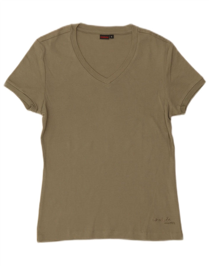 T-shirt da donna Invicta Top UK 8 Small in cotone kaki