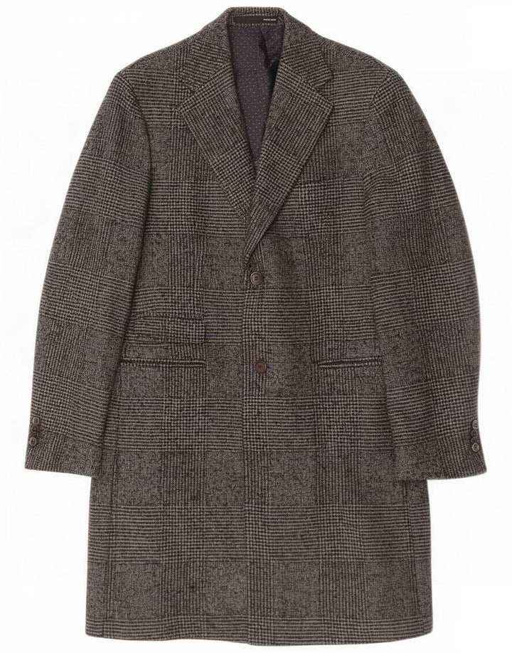 Paoloni Cappotto Uomo IT 52 XL Grigio Pied De Poule Lana Vergine
