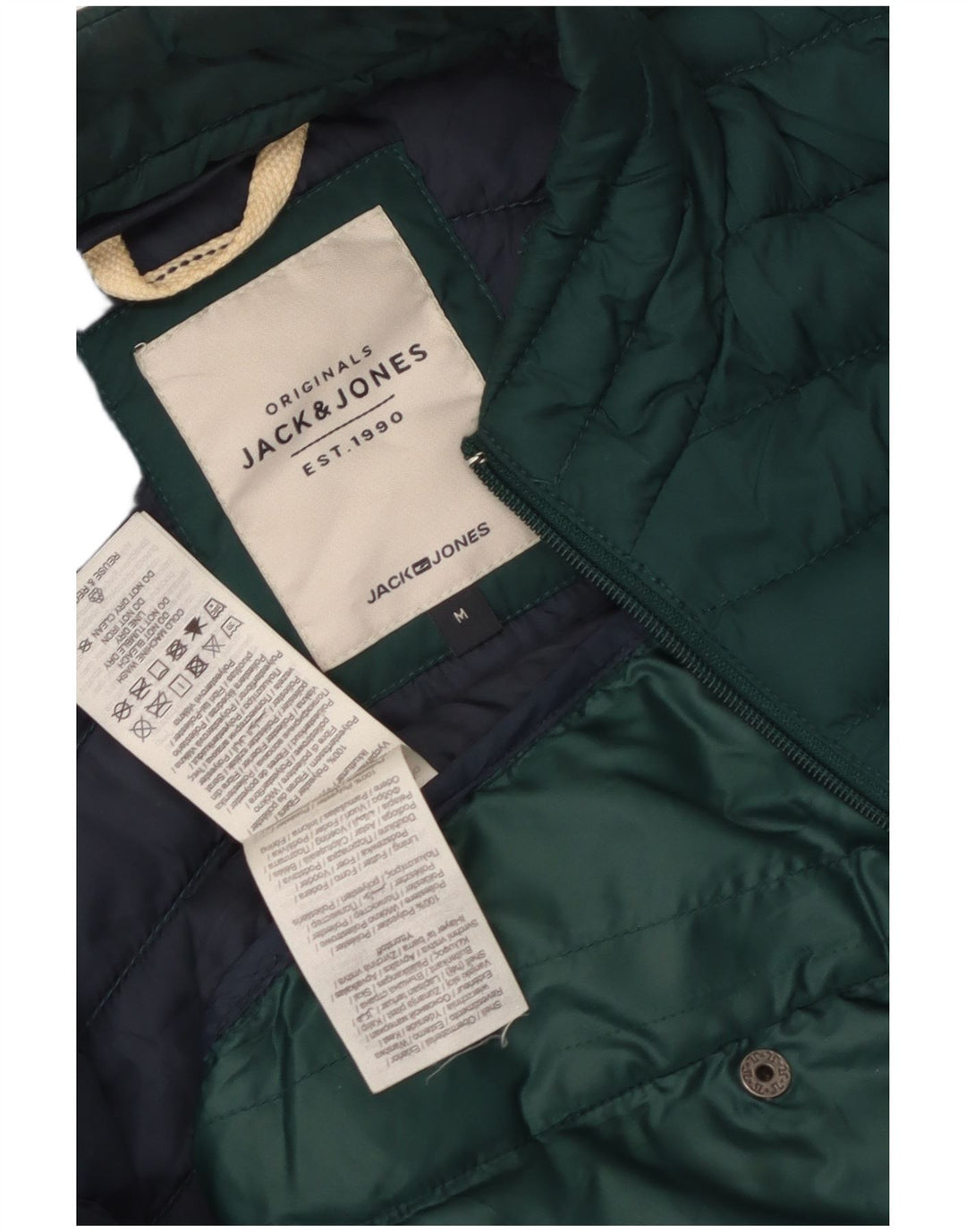 JACK & JONES Giacca imbottita da uomo UK 38 Poliestere verde medio